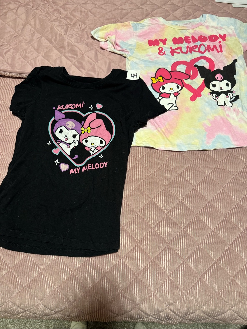 Sanrio My Melody & Kuromi Girls' Graphic Tees - Black & Tie-Dye Pastel